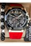 Sports Men's Wristwatch, Functions Active, Red Silicone Cord with Calendar + Bracelet - 3