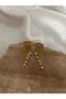 Stone Detailed Crushed Chain Steel Earrings - 4