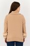 Women Turtle Neck Faux Fur Sweater, Taupe - 3