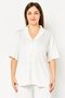 Women 2 Pieces Plain Short Sleeve Shirt With Bottom Pajama Set, Ivory - 2