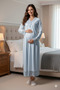 New Season Blue Lace Buttoned Special Design 100% Cotton Maternity Nightgown - 7