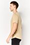 Men Crew Neck Short Sleeve Solid T-Shirt, Beige - 4