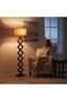 Geometric Wooden Floor Lamp with Linen Shade - 2