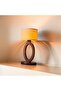 Oval Wooden Table Lamp with Linen Shade - 2