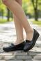 Black Floral Detailed Embroidered Orthopedic Mother Shoes Lightweight Sole Daily Walking Shoes - 2