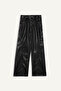 Wide Leg Zippered Regular Waist Standard Length Faux Leather Pants G1048Ax25Au - 7