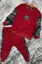 My Little Girl's Sequin Heart Detailed 2-Piece Set - Burgundy - 2