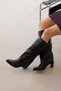 Henrik Women's Leggings Detail Wrinkled Leather Boots Black