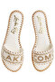 Women Beaded Lake Como Flat Slip Ons in Beige - 5