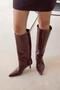 Penka Women's Wrinkled Leather Boots Claret Red - 2