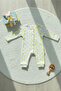 Unisex Baby Yellow Chick Patterned Corded Fabric Cotton Romper - Snap Fastener Baby Pajamas Newborn