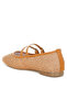 Women Pin Buckle Strapped Ballerinas in Tan - 3