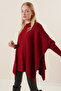 15783 Slit Poncho Sweater - Claret Red - 4