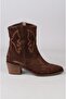 Seç 1403 Genuine Leather Western Women's Boots (Heel Height: 5.5 cm) Brown Suede - 2