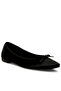 Women Satin Bow Embellished Ballerinas in Black