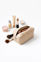 Faux Leather Makeup Bag – Zippered, Travel-Friendly Beige - 2
