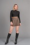 Women's Winter Plaid Checkered Icon Mini Skirt High Waist Belt Detailed Stylish Daily Casual Plaid 6839