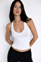 Halter Neck Basic Plain Stretchy Fabric Bluz