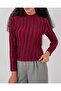 Women's Textured Stretch Knit Blouse 975 - Burgundy - 7