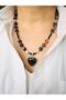 Agate Natural Stone Design Heart Necklace 50 cm - 3