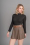 Women's Winter Plaid Checkered Icon Mini Skirt High Waist Belt Detailed Stylish Daily Casual Plaid 6839 - 4