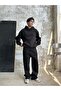 Siyah Oversize Basic Hoodie - 7