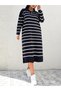 Women's Striped Polo Neck Knit Dress