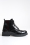 Mujer Genuine Leather Black Patent Leather Women's Oxford Boots - 2