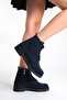 Chica Genuine Leather Navy Blue Suede Women's Boots - 4
