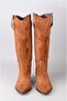Seç 1711 Genuine Leather Western Women's Boots (Heel Height: 5.5 cm) Tan Suede - 2