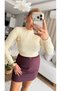 Women's Zippered Shorts Skirt with Thin Belt Detail Plum - 3