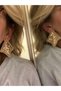 Pul Pul Square Large Earrings (Gold/Rose Color - 6 cm) - 2
