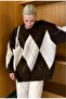 Crew Neck Diamond Pattern Knitwear Women's Sweater - 3