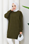 Women's Knitted Diamond Patterned Knitwear Tunic - 6