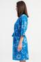 Women's Indigo Capri Sleeve Patterned Belted 100% Cotton Dressing Gown C8T0N0114 - 3