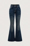Navy Blue Buttefly Pocket Detailed Flared Y2K Pants - 2