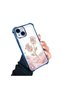 iPhone 15 Compatible Romantic Pink Rose Transparent Silicone Protective Case - 3