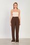Women's elastic waist wide leg pants - brown - 4