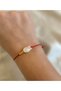 Red String Bracelet with Tulip Pearl Figure and Dorica Detail - Does Not Tarnish - 6