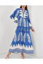 2423 Authentic Patterned Hijab Dress - H. Indigo - 5