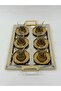 Luxury Gold Tray Tea Set - Modern Tea Set - Tray and 6 Cups - Saucer - Spoon - 170ml - 6