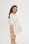Special Design Jacquard Balloon Sleeve Girls Evening Dress Ball Gown Set with Crown and Bag Ecru10 7064 - 2
