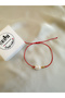 Red String Bracelet with Tulip Pearl Figure and Dorica Detail - Does Not Tarnish - 3