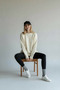 Women's Ecru Crew Neck Oversize Sweater - 3