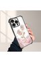 iPhone 16 Pro Compatible Romantic Pink Rose Transparent Silicone Protective Case - 4