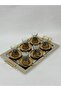 Luxury Gold Tray Tea Set - Modern Tea Set - Tray and 6 Cups - Saucer - Spoon - 170ml - 7