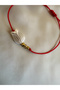 Red String Bracelet with Tulip Pearl Figure and Dorica Detail - Does Not Tarnish - 5