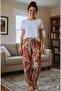 Suede Velvet Elastic Floral Pattern Pocketless Women's Long Pajamas