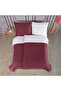 Satin 100% Cotton Double Duvet Cover Set Solid Color Burgundy - Cream - 3
