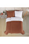 Satin 100% Cotton Double Duvet Cover Set Solid Color Beige - Cream - 3